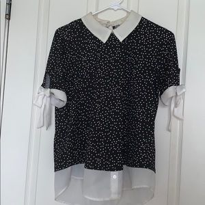 Polka dot collared blouse